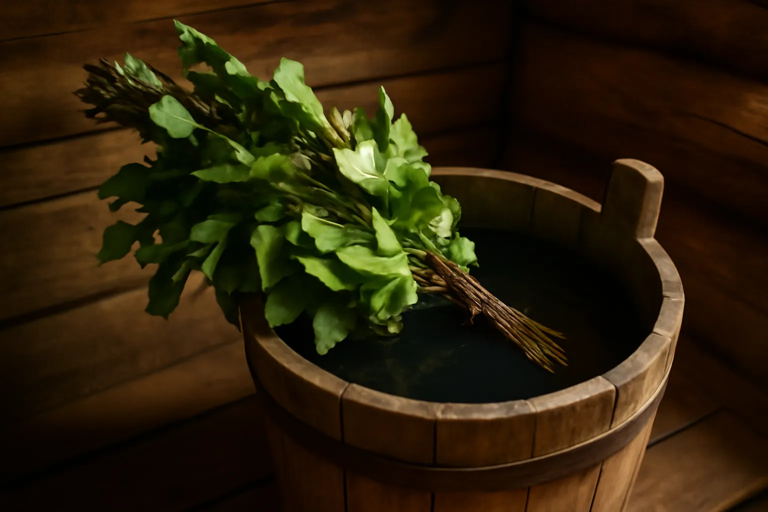 Bouquet de branches de bouleau, le venik, utilisé pour le massage rituel dans la banya