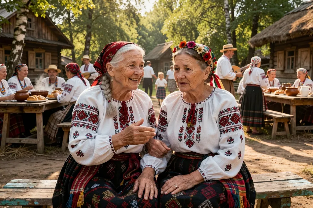 Sagesse conjugale russe : couple slave en costume traditionnel, proverbes et traditions de mariage