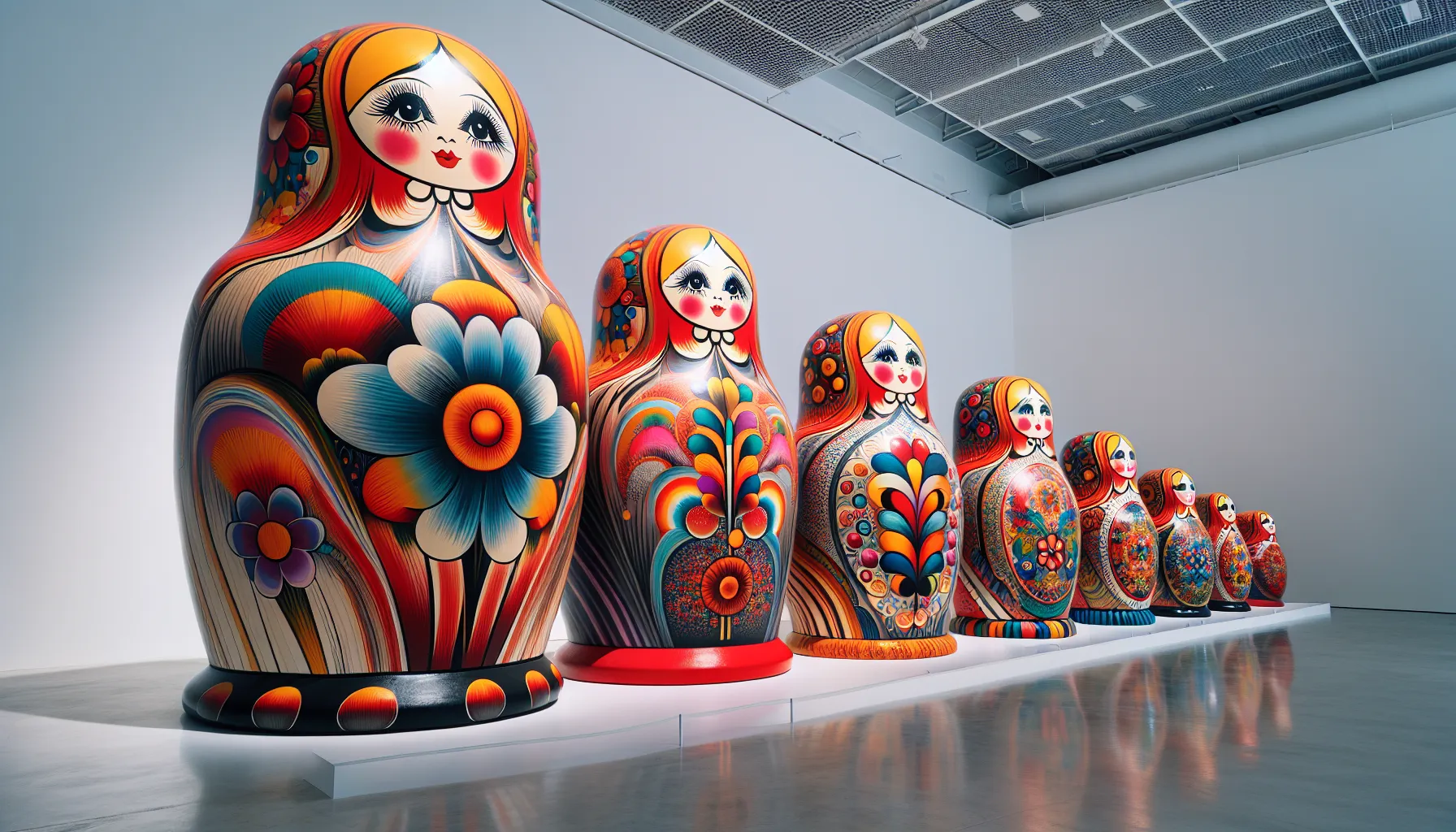 Matriochkas russes reinventees dans un style art contemporain pop art
