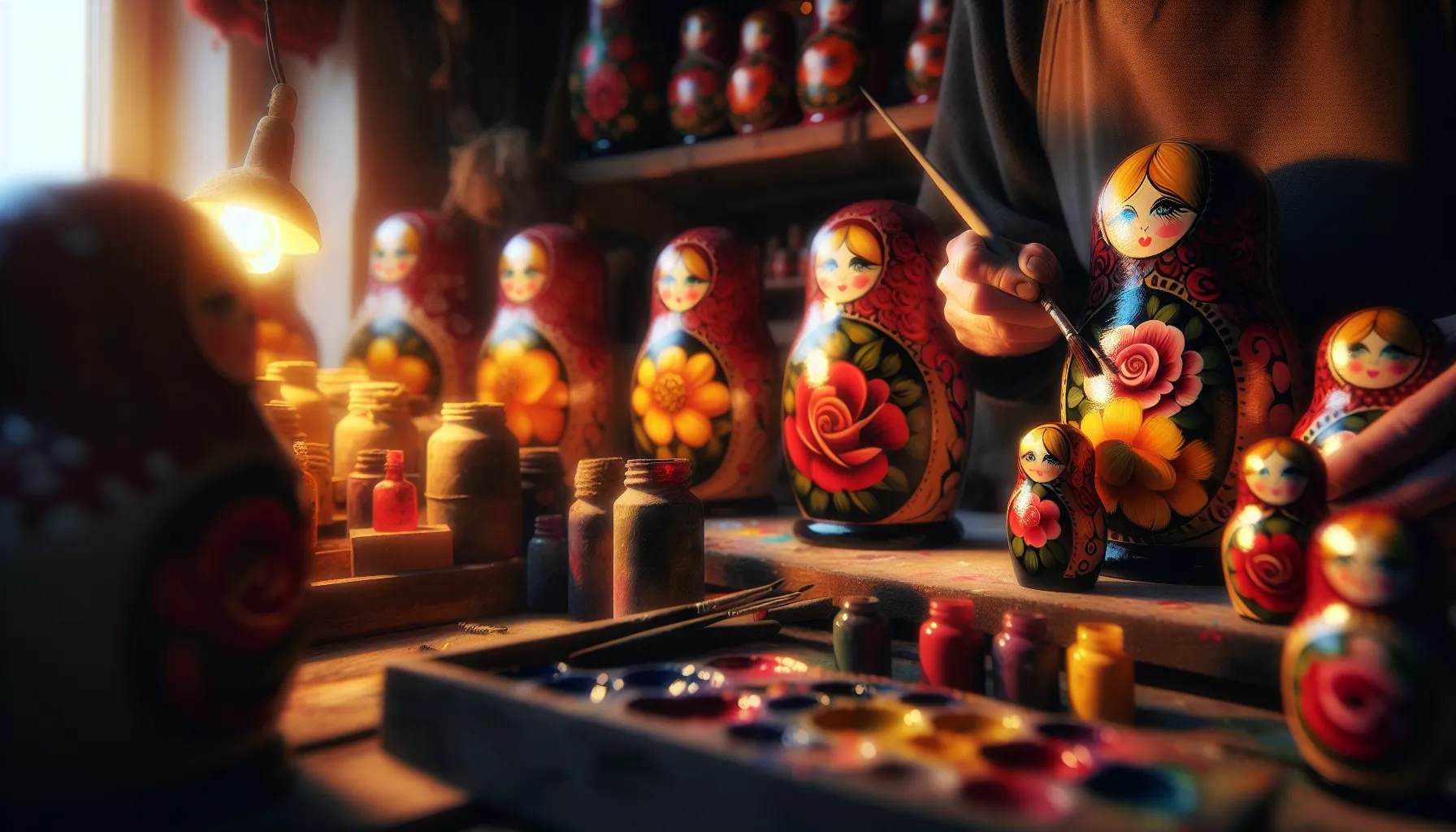 Differents styles de peinture des matriochkas russes peintes a la main